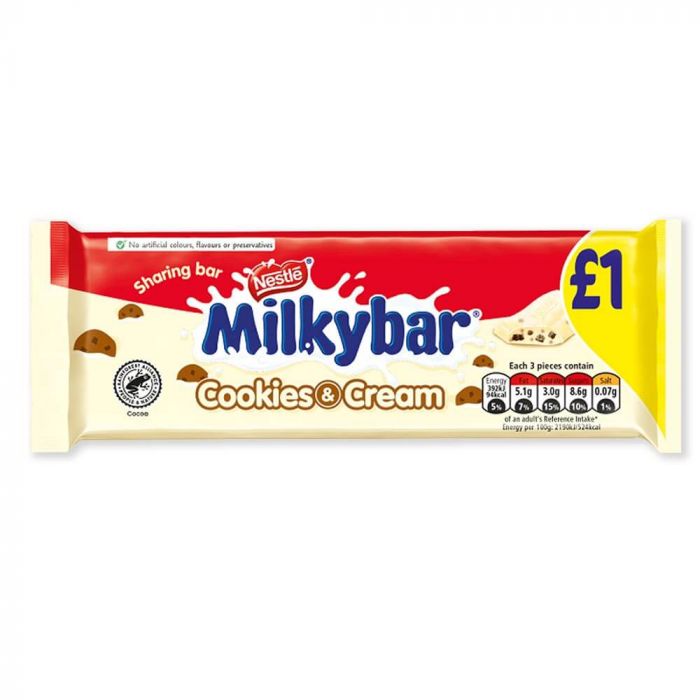 Nestle Milkybar Cookies & Cream White Chocolate Sharing Bar 90g RRP £1